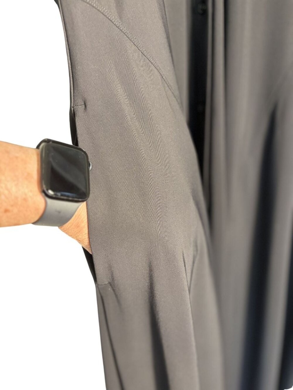 Athleta Black Long-Sleeve Midi Shirt Dress Collared Button-Down Versatile Style - Picture 6 of 16